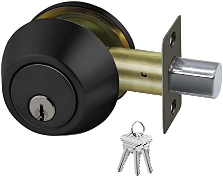 Durable Matte Black Single-Cylinder Deadbolt for Front Garage Doors