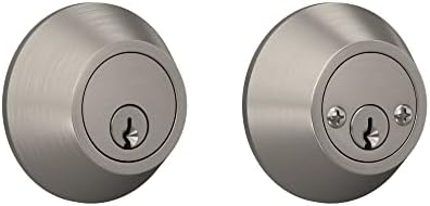 Lock Scout Deadbolt with Round Trim Keyed 2 Side Satin Nickel Finish