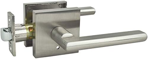 Nuk3y Modern Square Door Handle Set SATIN Nickel - Privacy Door Lock