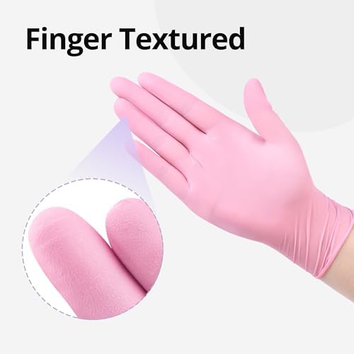 Perfect Protection 4 Mil Nitrile Gloves Powder-Free Food Safe Cherry Blossom