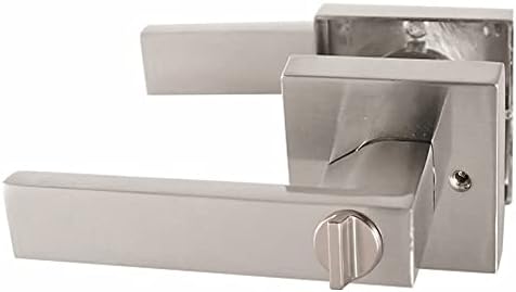 Secure Modern Privacy Door Lever System for Beds Bathrooms Satin Nickel