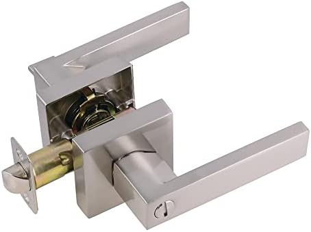 Secure Modern Privacy Door Lever System for Beds Bathrooms Satin Nickel