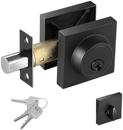 TooCust Square Modern Door Deadbolt Lock with Keys