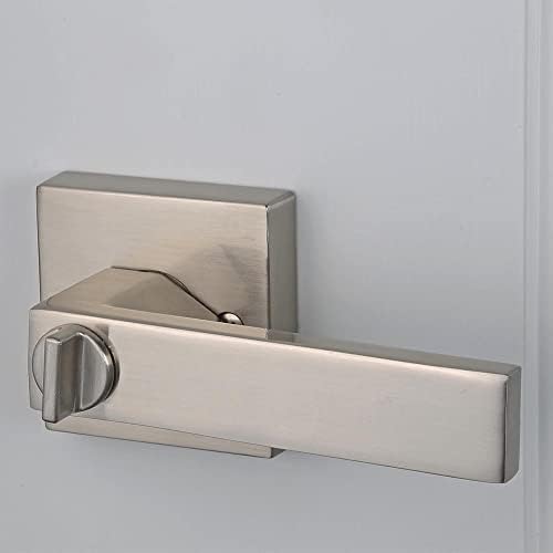 Secure Modern Privacy Door Lever System for Beds Bathrooms Satin Nickel