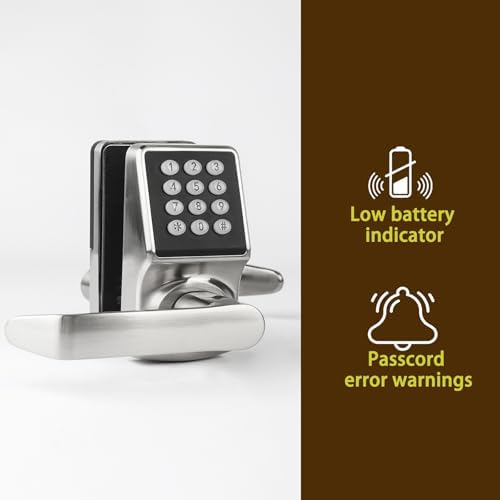 Keyless Entry Door Lock with Backup KeysKeypad EntrySilver Door Lock