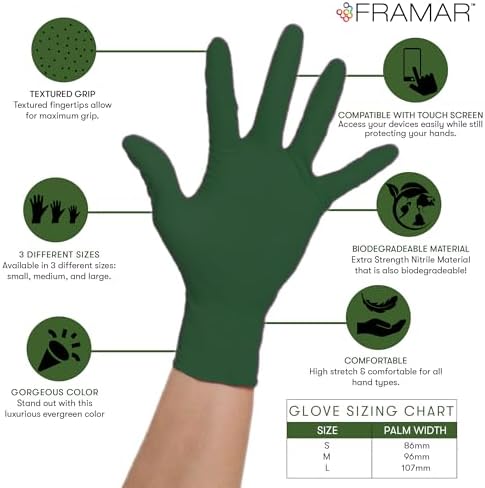 FRAMAR Green Gloves Nitrile Biodegradable Disposable