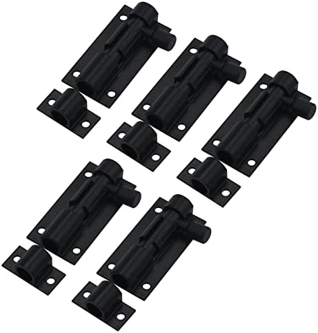 Secure 5-Piece Black Latch Lock Set for Doors Cabinets