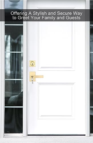 Goldenwarm Gold Door Handle with Deadbolt Set