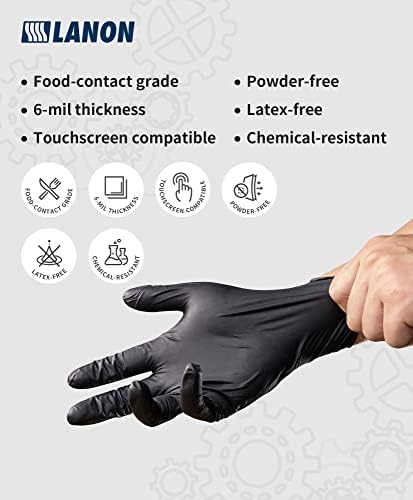 LANON 6-mil Nitrile Gloves Food-Safe Heavy-Duty