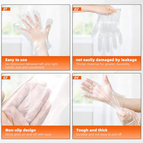100 Pcs Disposable Plastic Gloves Perfect for Cooking Cleaning and Food Prep