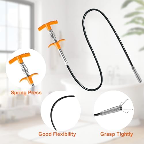 Upgrade 61-inch Drain Snake Hair Drain Clog Remover Tool