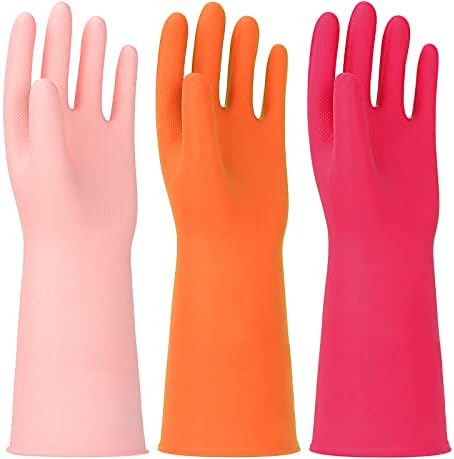 3 Pairs 13 Latex Free Nitrile Gloves OrangePinkRed