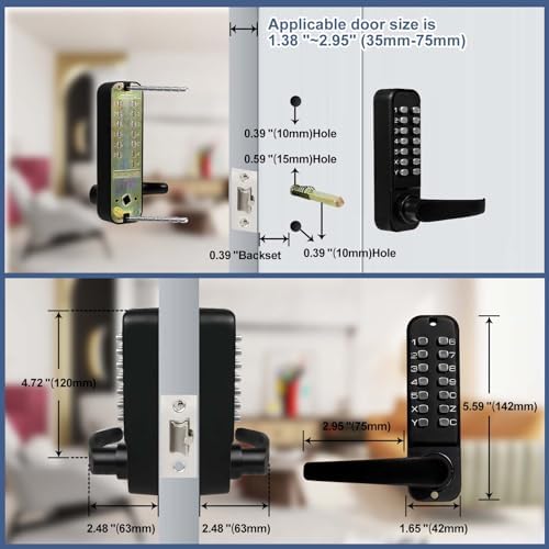 Double Sided Keyless Door Lock with Adjustment