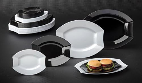 20 Oval Plastic Dinner Plates White for Weddings Birthdays