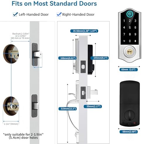 Harfo Fingerprint Smart Door Lock with Handle Set