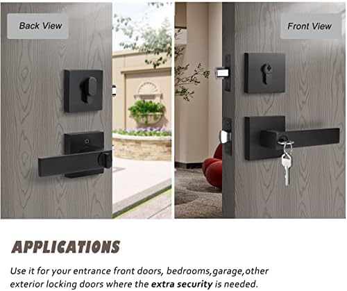 Brotima 2-Pack Keyed Entry Door Lever and Single Cylinder Deadbolt Set