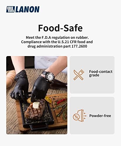 LANON 6-mil Nitrile Gloves Food-Safe Heavy-Duty