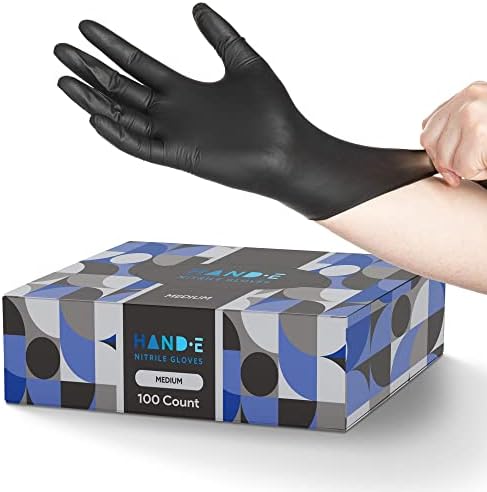 Hand-E Touch Black Nitrile Disposable Gloves