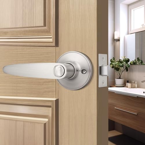 Probrico Privacy Door Lever Set 8-Piece SATIN NICKEL DURABLE SECURE
