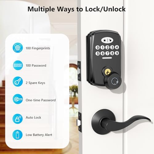 Fingerprint Door Lock with 2 Lever Handles