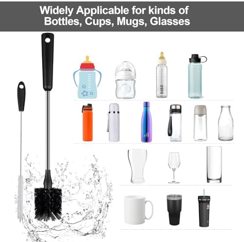 4-Pack Stainless Steel Water Bottle Brush with Straw Cleaner