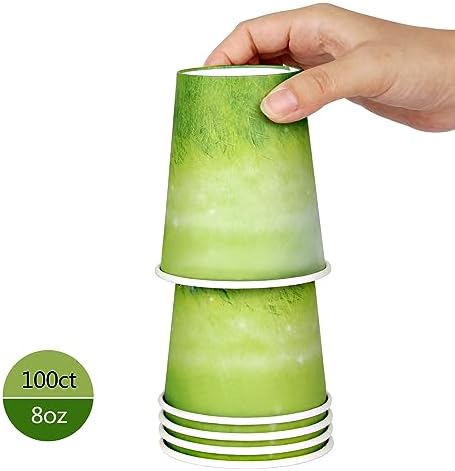 YesFresh 8oz Green Disposable Hot Beverage Paper Cups