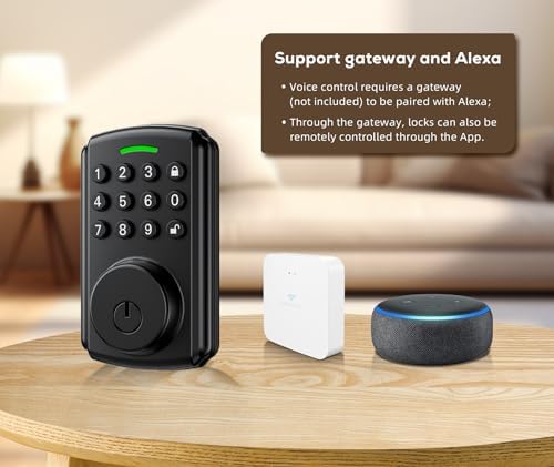 IP65 Smart Deadbolt Lock with Alexa Google Water-Resistant Keyless Install-free