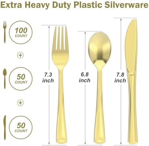 Premium Heavy Duty Gold Plastic Silverware Set for Disposables