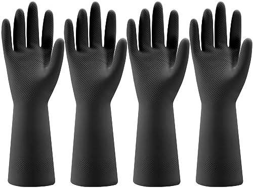 Bamsumm 4-Pair Kitchen Gloves Reusable Natural Rubber Multi-Tasking Non-Slip