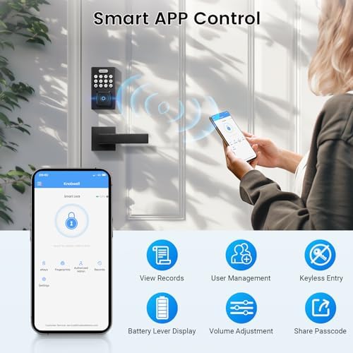 Fingerprint Door Lock with Lever Handle Smart Door Security