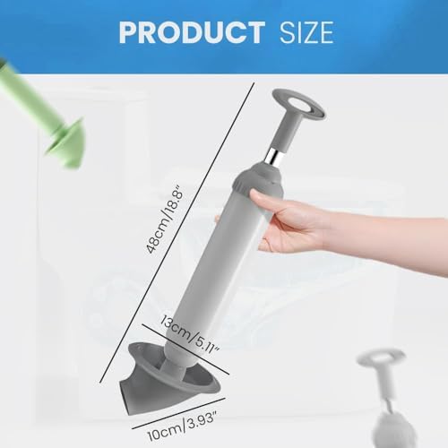2025 Upgraded Toilet Plunger High Pressure Drain Clog Remover with Green Handle