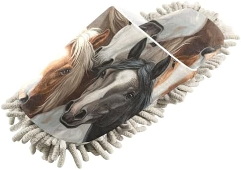 MicrofiberCleaningSlippersCoolHorsesWashableMopSlippersforMenWoma