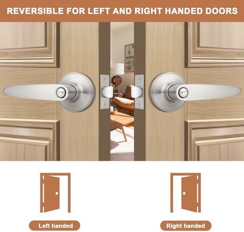 Probrico Privacy Door Lever Set 8-Piece SATIN NICKEL DURABLE SECURE