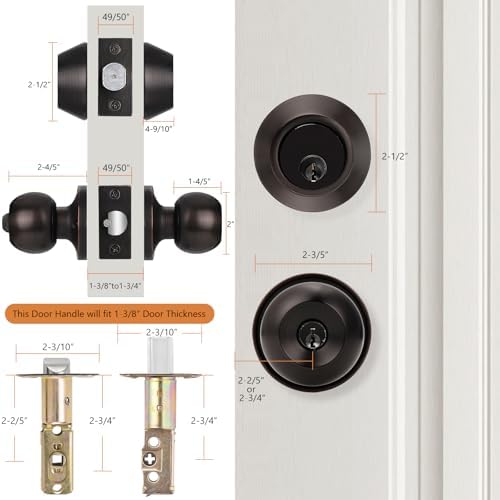 Modern and Rust-Proof Door Knob and Deadbolt Set
