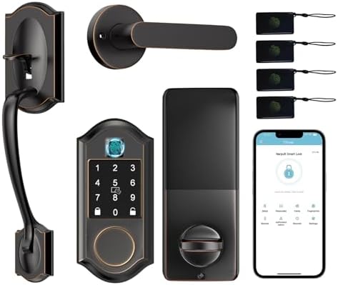Front Door Smart Lock with fingerprint no key entry Oil Rubbed Bronze