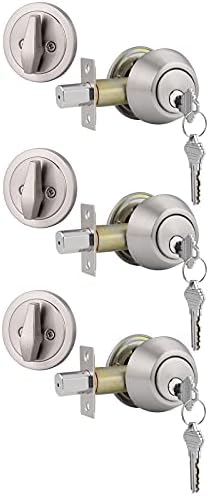 Gobrico 3-Piece Satin Nickel Keyed-Alike Deadbolts