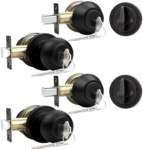 Modern and Rust-Proof Door Knob and Deadbolt Set