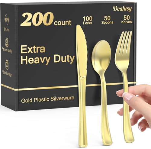 Premium Heavy Duty Gold Plastic Silverware Set for Disposables