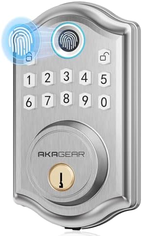 AkaGear DS10 Keyless Entry Door Lock with Fingerprint Keypad SATIN NICKEL