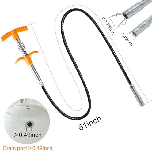 Upgrade 61-inch Drain Snake Hair Drain Clog Remover Tool