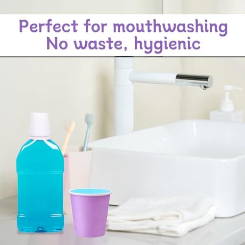100-Piece 3 oz Blue Purple Paper Cups for Bathroom Travelparty