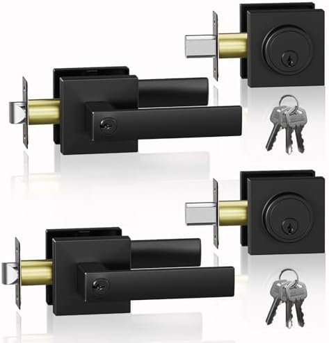 Matte Black Reversible Door Handle Deadbolt Set