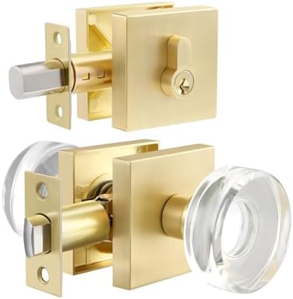 Leydebong Gold Door Lock Set with Crystal Knobs