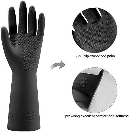 Bamsumm 4-Pair Kitchen Gloves Reusable Natural Rubber Multi-Tasking Non-Slip