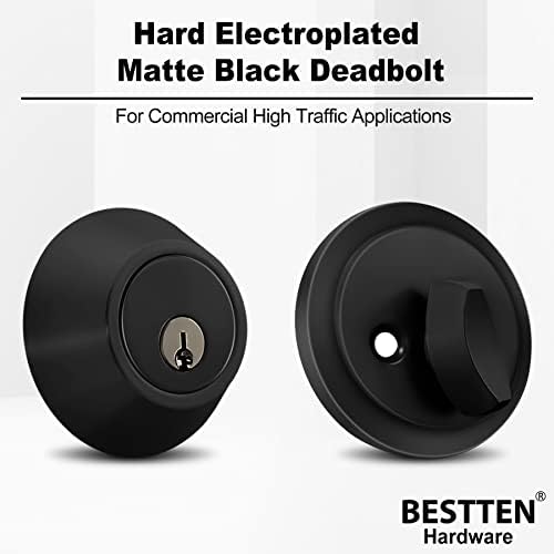 Durable Matte Black Single-Cylinder Deadbolt for Front Garage Doors
