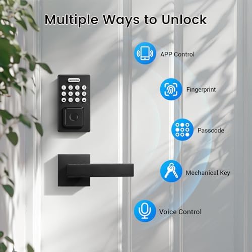 Fingerprint Door Lock with Lever Handle Smart Door Security