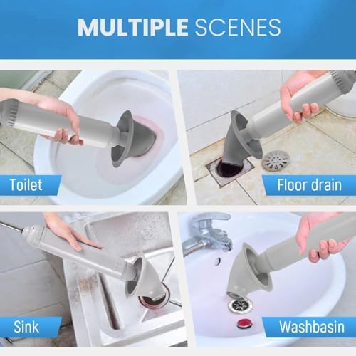 2025 Upgraded Toilet Plunger High Pressure Drain Clog Remover with Green Handle