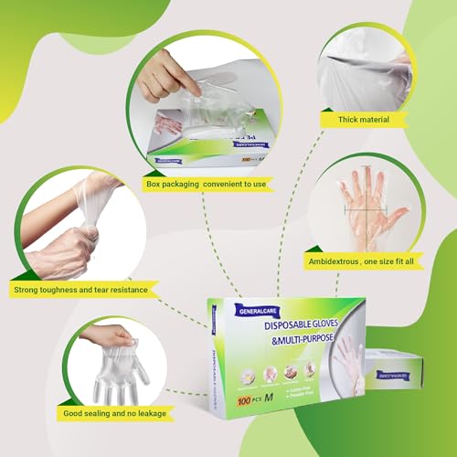 100 Pcs Disposable Plastic Gloves Perfect for Cooking Cleaning and Food Prep