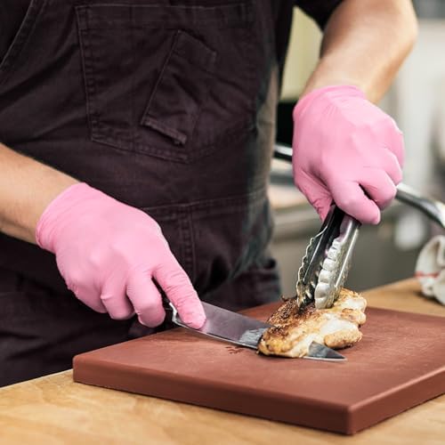 Perfect Protection 4 Mil Nitrile Gloves Powder-Free Food Safe Cherry Blossom