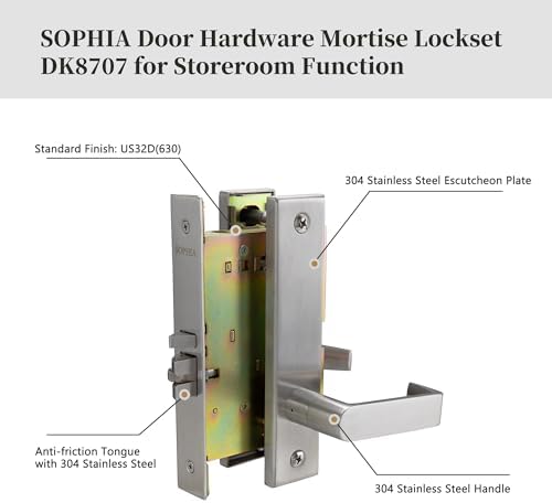 Sophia Heavy Duty mortise lock set with Satin Chrome finish